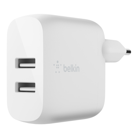 Doppio caricabatteria da parete USB-A da 12W + 12W BoostCharge di Belkin