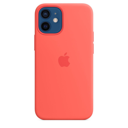 Custodia Apple in silicone per iPhone 12 mini con MagSafe rosarancio