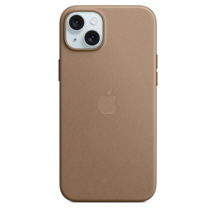 Custodia MagSafe in tessuto FineWoven per iPhone 15 Plus - Grigio talpa