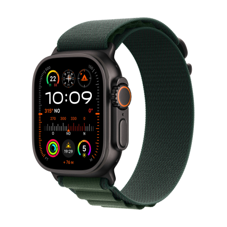 Apple Watch Ultra 2 GPS + Cellular 49mm cassa in titanio nero con Alpine Loop verde scuro - Large