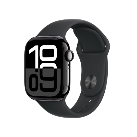 Apple Watch Series 10 GPS + Cellular 42mm in alluminio color Jet Black con cinturino Sport nero - M/L