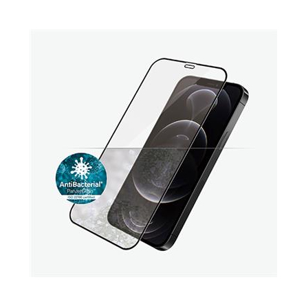 Pellicola protettiva antibatterica PanzerGlass per iPhone 12 e 12 Pro bordino nero