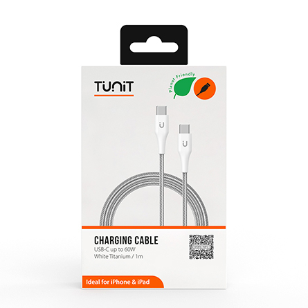 Cavo di ricarica e trasferimento da USB-C a USB-C 60W 1 metro - Titanio bianco